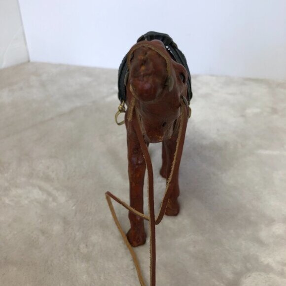Vintage Handcrafted Leather Wrapped Camel Figurine - Picture 3 of 15
